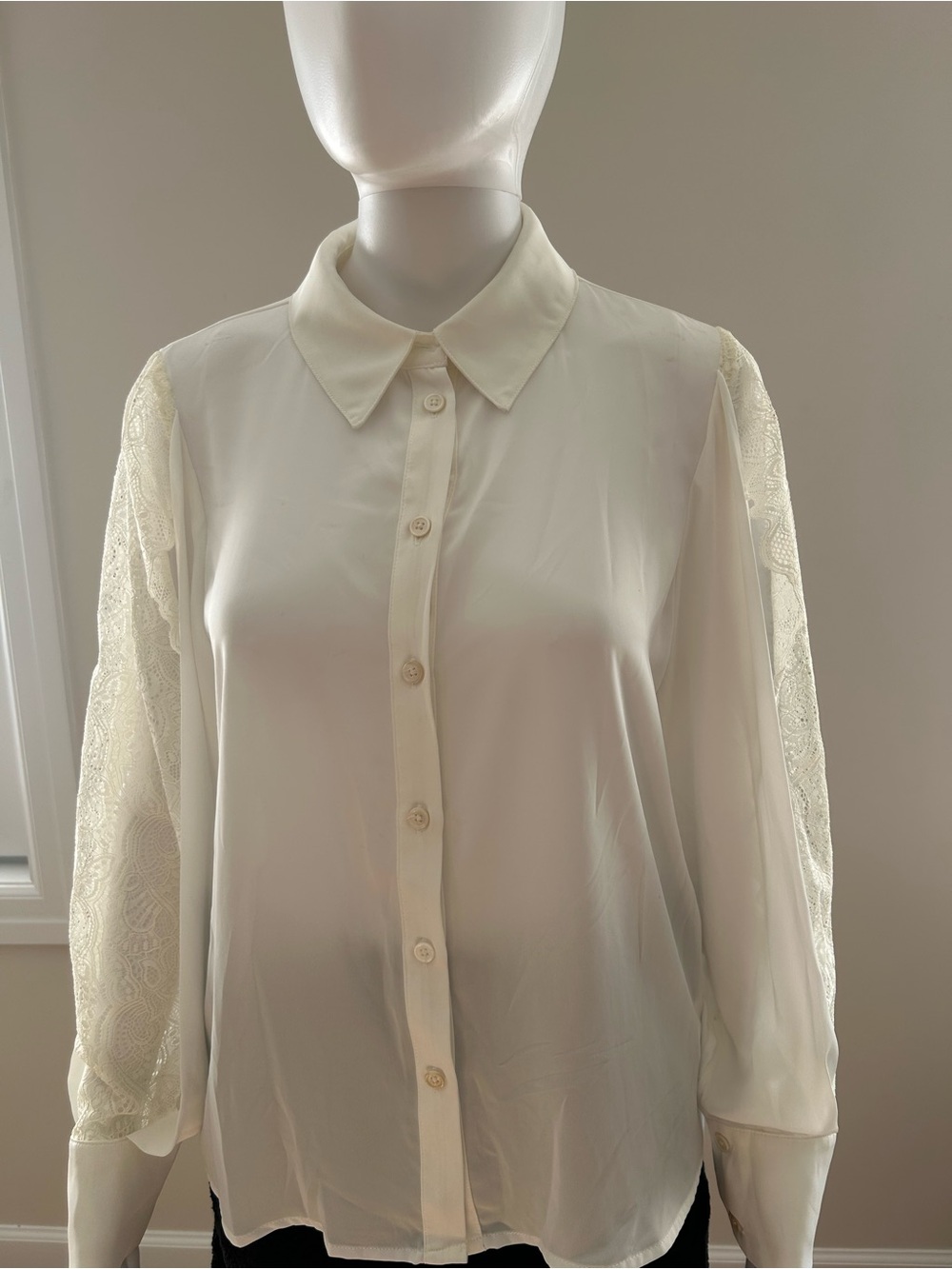 Current Air Ivory Lace-Sleeve Button Down Blouse

New With Tags